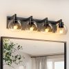 1-54.jpg Industrial Bathroom Vanity Light,4-Light Bathroom Lights Over Mirror with Clear Glass Globe Shade and Metal Base, Matte Black Bathroom Vanity Light Fixture(Bulbs Not Included)