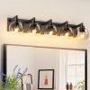 1-55.jpg Bathroom Light Fixtures Over Mirror 5-Lights Bathroom Vanity Light with Clear Globe Glass Shade Modern Black Vanity Light Wall Sconce Vanity Lighting for Bath(Bulbs Not Included)