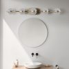 35" Modern Minimalist Bathroom Vanity Light, LED 5 Bulb Crystal Sand Acrylic Shades, Wall Mounted Decorative Lighting Fixture, Suitable for Bathroom Vanity Mirror (Champagne Gold)