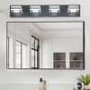 26" Modern Black 4-Light LED Vanity Light, Square Acrylic Lampshades Wall Mount Fixture for Bathroom, Mirror Lighting