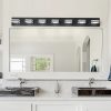 45" Modern Black 7-Light LED Vanity Light, Square Acrylic Lampshades Wall Mount Fixture for Bathroom, Mirror Lighting