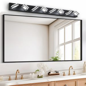 1-77.jpg 52" Modern 8-Light LED Vanity Light - Sleek Bathroom Wall Fixture, Iron & Acrylic, Dimmable & Energy-Efficient for Bathroom, Mirror Lighting