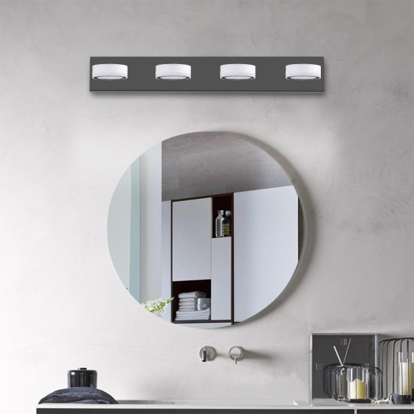 29" Modern 4-Light LED Vanity Light, Sleek Black Bathroom Wall Light Fixture for Mirror, Shower, and Bathroom Decor