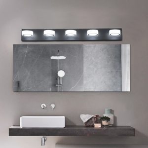1-83.jpg 37" Modern 5-Light LED Vanity Light, Sleek Black Bathroom Wall Light Fixture for Mirror, Shower, and Bathroom Decor