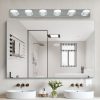 45" Modern 6-Light LED Vanity Light, Sleek Chrome Bathroom Wall Light Fixture for Mirror, Shower, and Bathroom Decor