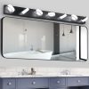 Modern 7-Light LED Vanity Light Fixture - Black Iron Finish with Acrylic Shades - Energy-Efficient Bathroom Wall Sconce - Dimmable for Mirror, Shower, and Bathroom Decor