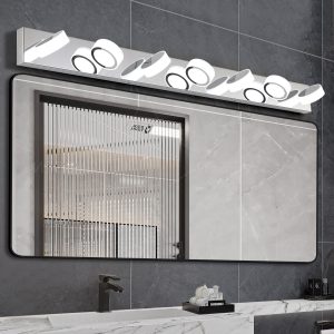 1-88.jpg 52" Modern 7-Light LED Vanity Light Fixture - Chrome Finish with Acrylic Light Shades - Energy-Efficient Bathroom Wall Sconce - Dimmable for Mirror, Shower, and Bathroom Decor