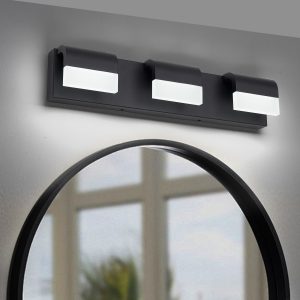LED Contemporary Vanity Lights Fixture Bathroom Wall Light Over Mirror Matt Black 3 Lights Dimmable