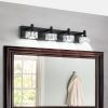 1-97.jpg Modern 4-Light Matte Black LED Vanity Light Fixture with Crystal Glass Shades, Bathroom Wall Sconce for Elegant and Contemporary Home Decor