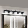 1-98.jpg Modern 5-Light Matte Black LED Vanity Light Fixture with Crystal Glass Shades, Bathroom Wall Sconce for Elegant and Contemporary Home Decor