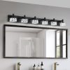 1-99.jpg Modern 6-Light Matte Black LED Vanity Light Fixture with Crystal Glass Shades, Bathroom Wall Sconce for Elegant and Contemporary Home Decor