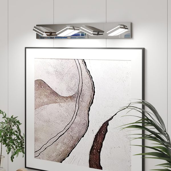 Modern Chrome LED Vanity Light, 4-Lights Wall Sconce for Bathroom and Mirror, Sleek Minimalist Design, Energy-Efficient, Easy to Install