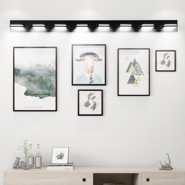 Modern Black LED Vanity Light, 8-Lights Wall Sconce for Bathroom and Mirror, Sleek Minimalist Design, Energy-Efficient, Easy to Install