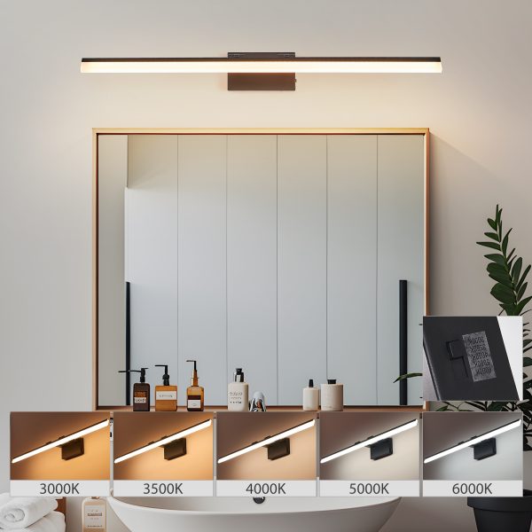 43 Inch Modern LED Bathroom Vanity Light C Sleek Black Metal Wall Light for Mirror, Dressing Room or Sink Area