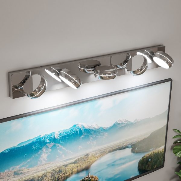 2-124.jpg LED Vanity Lights 35in Bathroom Lights Fixtures over Mirror 5 Light LED Lighting Fixture for Bathroom 18W Mirror Lighting Fixture Modern Bath Light Bar Chrome Bath