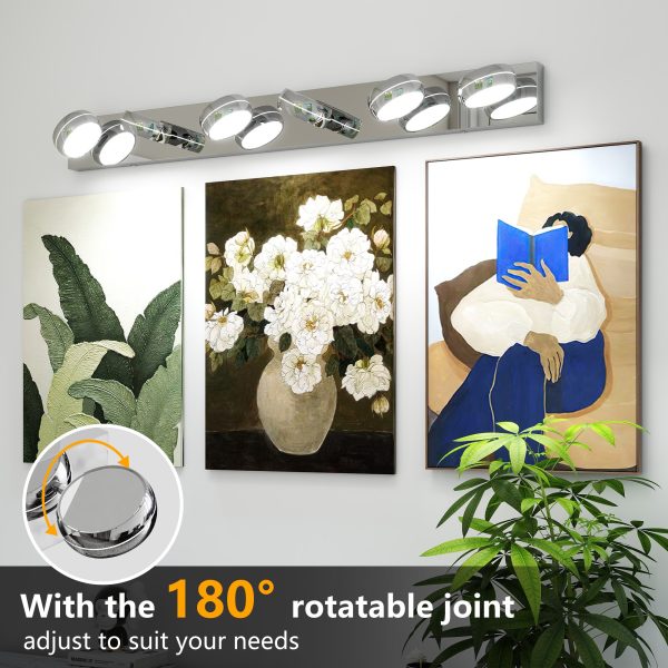 2-125.jpg LED Vanity Lights 43in Bathroom Lights Fixtures over Mirror 6 Light LED Lighting Fixture for Bathroom 18W Mirror Lighting Fixture Modern Bath Light Bar Chrome Bath