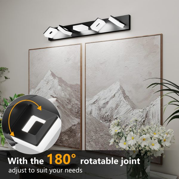 2-128.jpg LED Modern Bathroom Vanity Light Fixtures (5-Light, 32-Inch), Matte Black Modern Acrylic Bathroom Wall Lighting Fixtures Over Mirror (Cool White 6000K)