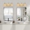 17" Modern Crystal Bathroom Vanity Light, 3-Light Golden Wall Sconce with Clear Glass Shade, Elegant Wall Mount Lighting for Bathroom, Powder Room, or Vanity Mirror (No Bulbs)