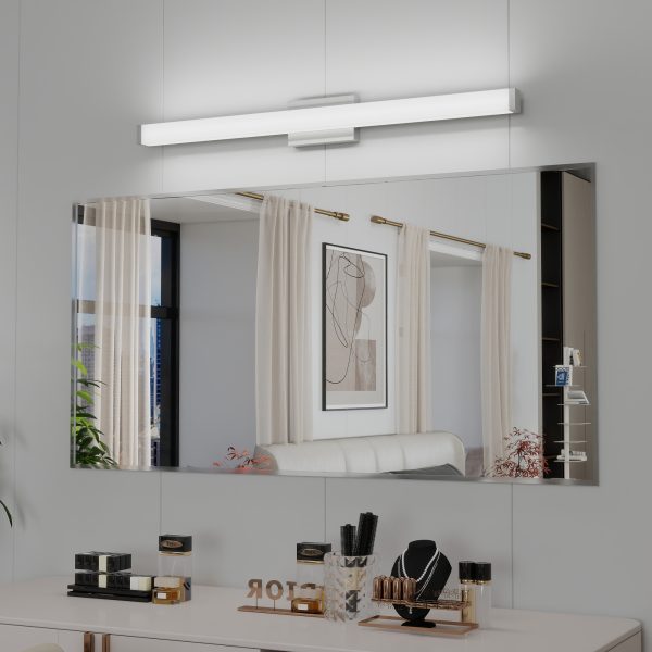 2-139.jpg Bathroom Vanity Light Brushed Nickel Square LED 41 inch 24W 6000K Cool White Light Wall Bar Lighting Fixtures Over Mirror (Brushed Nickel, 41in)