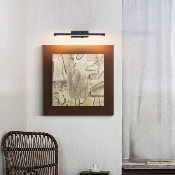 Picture Light Battery Operated with Remote, LED Black Art Lights for Paintings Rechargeable Dimmable and Timer, 16in Wall Sconce for Art Painting Gallery Adjustable Swing Arm for Display