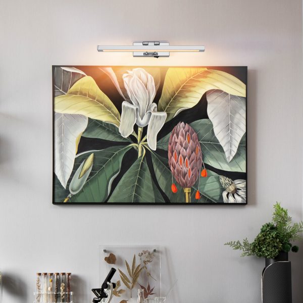 Battery Picture Light, 16 inch Wireless Picture Light for Painting with Remote,Full Metal Rechargeable Art Light,Wall Sconce Display Lighting for Portrait, Photo Frame,Gallery, (Chrome)