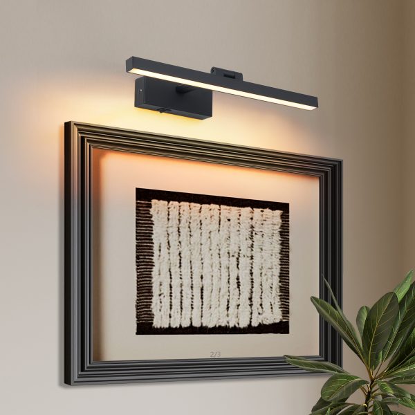 16inch Black Bathroom Light Fixtures Over Mirror Modern Dimmable LED Vanity Light for Bathroom Wall Lighting