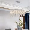 Silver Elegant Oval Crystal Chandelier, Modern Ceiling Light Fixture with Reflective Hanging Crystals for Dining Room, Living Room, and FoyerS (Bulbs Not Included)