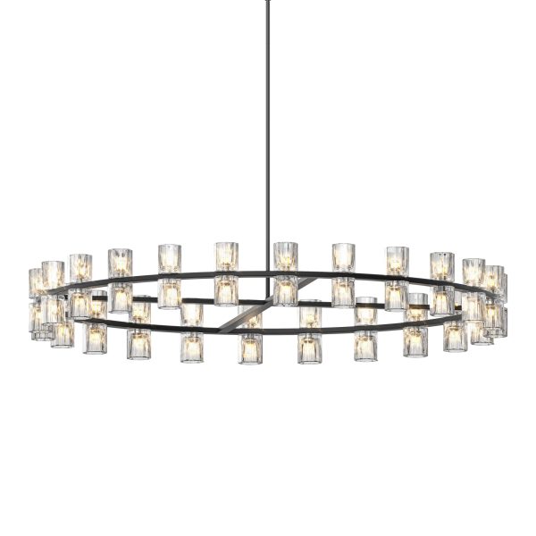 48 Inches Luxury Chandeliers Crystal Living Room Decorative Lights Simple Modern Dining Room LED Lighting,for Home Decor (Bulbs Included) Black