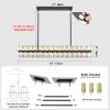 Rectangular Luxurious Crystal Chandelier for Living Room & Dining Room, Black Frame with K9 Crystals