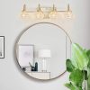 23" Modern Crystal Bathroom Vanity Light, 4-Light Golden Wall Sconce with Clear Glass Shade, Elegant Wall Mount Lighting for Bathroom, Powder Room, or Vanity Mirror (No Bulbs)