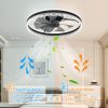 Modern LED Ceiling Fan with Light C 24'' Dimmable Ceiling Light with Invisible Blades and Crystal Design, Remote Control & Adjustable Color Temperature, Quiet Fan for Bedroom, Living Room