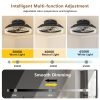 Smart Silent Elegant Black Ceiling Fan with Light C 16-inch Flush Mount LED Chandelier with 5 Invisible Blades, Remote Control & Timer, Dimmable Lighting for Bedroom, Living Room, Dining Room