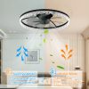 Luxury Crystal Ceiling Fan with Lights C 24'' Flush Mount LED Chandelier Fan with 5 Invisible Blades, Remote & Timer, Bright Dimmable Lighting for Bedroom, Living Room, Dining Room
