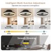 16" Decorative LED Ceiling Fan Light C Modern Flush Mount with Acrylic Ring, Hidden Blades, Remote Control, and Dimmable Light for Stylish Homes (Black)