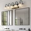 29" Retro 5-Light Bathroom Vanity Light Fixture - Black Finish with Crystal Glass Shades, Wall Mounted Lighting for Bathroom, Powder Room, and Vanity Mirror (No Bulbs)