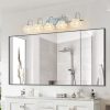 29" Nickel Finish Vintage Crystal Vanity Light - Elegant 5-Light Bathroom Mirror Fixture with Clear Glass Shades (No Bulbs)