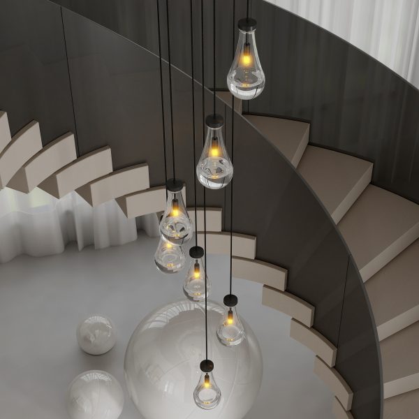 7 Light Dining Room Pendant Light, Large Chandelier Adjustable Hanging Line, Black Living Room Pendant Light, Foyer Chandelier, Stairwell Pendant Lights, Bedroom Chandeliers