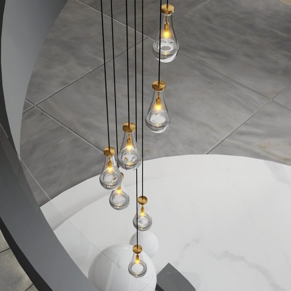 7 Light Dining Room Pendant Light, Large Chandelier Adjustable Hanging Line, Living Room Pendant Light, Foyer Chandelier, Stairwell Pendant Lights, Bedroom