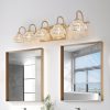 29" Modern Crystal Bathroom Vanity Light, 5-Light Golden Wall Sconce with Clear Glass Shade, Elegant Wall Mount Lighting for Bathroom, Powder Room, or Vanity Mirror (No Bulbs)
