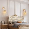Set of 2 Gold Frame and Crystal Grape-Shaped Bead String Wall Sconces , E12 Bulb Socket, Elegant Hanging Light Fixture for Living Room, Bedroom, Hallway (Bulb Not Included)