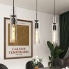 3 Pack Black Pendant Lights Kitchen Island (No Bulbs), Adjustable Modern Glass Pendant Light Over Island, Industrial Pendant Light Fixtures for Dining Room Hallway Bedroom Living Room