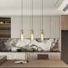Gold Pendant Light Fixtures, 3 Pack Modern Pendant Lighting with Clear Striped Glass Shade, Hanging Pendant Lights Kitchen Island, Farmhouse Pendant Lighting for Dining Room Bedroom Bathroom