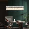 Modern Rectangular Crystal Glass Chandelier, 10-Lights Black Chandelier Lighting Contemporary Pendant Ceiling Light Fixture for Dining Room Living Room Kitchen Island