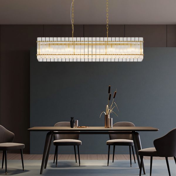 2-212.jpg Modern Rectangular Crystal Glass Chandelier, 10-Lights Glod Chandelier Lighting Contemporary Pendant Ceiling Light Fixture for Dining Room Living Room Kitchen Island