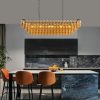 54" Black Rectangular Chandeliers for Dining Room, 12-Light 4 Tiered Large Smoke Glass Chandelier, Modern Kitchen Island Farmhouse Hanging Light Fixture for Living Room Foyer(Bulb not included)