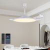 Retractable Ceiling Fans with Lights,42 inch Ceiling Fan with Light and Remote Control,Flush Mount,DC Reversible,3CCT,Low Noise,White Ceiling Fan for Bedroom,Living Room,Kitchen,Indoor Use
