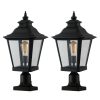 21"(H) 1-Pack Outdoor Post Lantern Light C Vintage Black Metal & Clear Glass Pillar Lamp for Garden, Gate, Driveway, and Pathway Lighting with Elegant Design (Bulb Not Included)