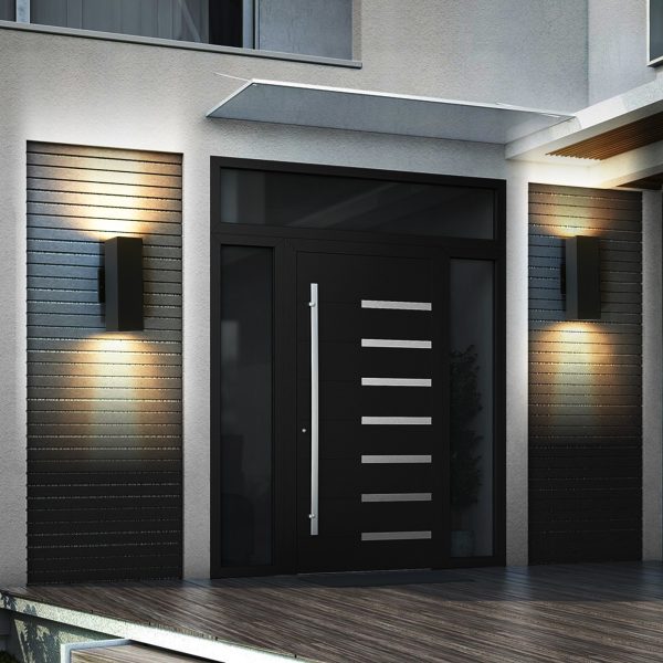 2-26.jpg 2-Pack Outdoor Wall Sconce, Modern Up and Down Weatherproof Wall Light, Black Aluminum Exterior Wall Mount Light Fixture, Ideal for Porch, Patio, Garage