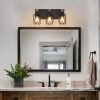 18" Industrial Vintage 3-Light Wall Sconce - Black Cage Wall Lighting Fixture with Wooden Accents for Bathroom, Hallway, or Living Room (Bulb Not Included)