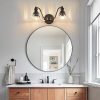 20 Inch 2-Light Vintage Bathroom Wall Sconce C Elegant Black Metal and Glass Lampshade Vanity Light Fixture for Bathroom, Hallway, or Bedroom (Bulb Not Included)